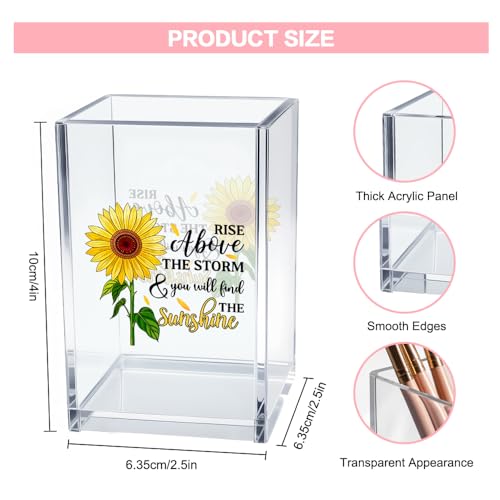 Rise Above Acrylic Desk Organizer - Sunflower Cosmetic & Pen Holder Cup