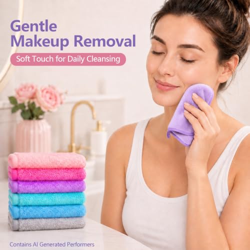 Sukh Reusable Makeup Remover Pads - 7-Pack Microfiber Face Wash Cloths
