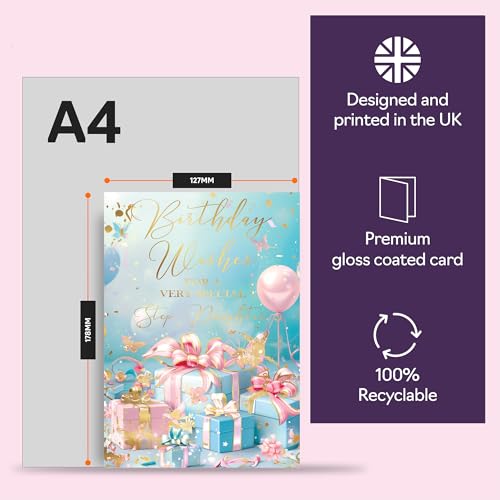 Elegant Gold Birthday Card for Step-Daughter | Premium Keepsake
