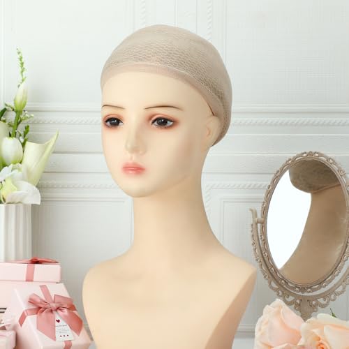 Beige 6-Pack Mesh Wig Caps for Long and Short Hair Nylon Hairnets