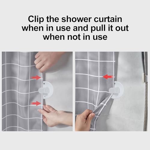 AxiyanX 4Pcs Shower Curtain Clips with Adhesive Wall Mounts - White