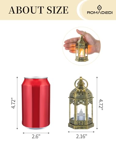 Vintage Gold Mini Lanterns Pack of 10 with Remote Control for Centerpieces