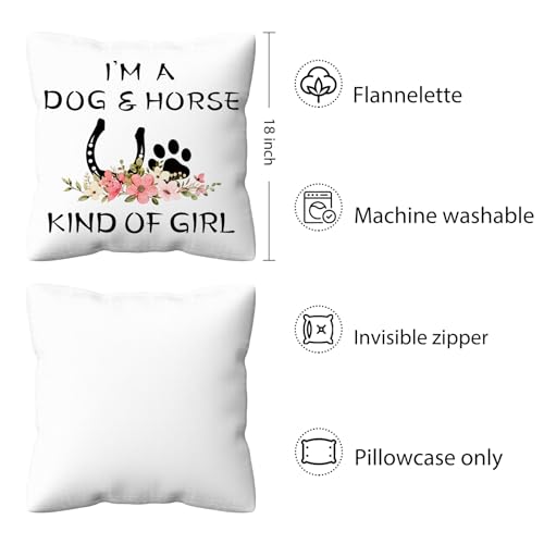 Horse Theme Pillow Cover 18x18 - Flannel Throw Pillow for Cowgirls