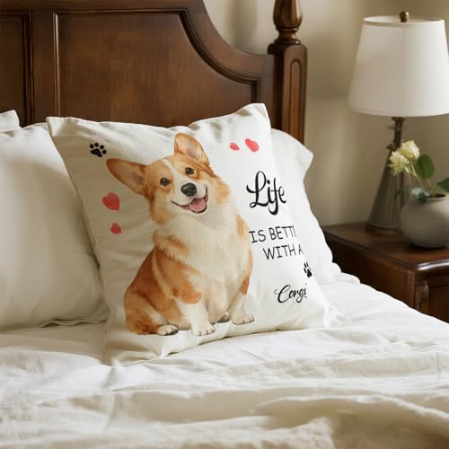 Corgi Throw Pillow Cover - 18x18 Eco-Friendly Velvet Cushion