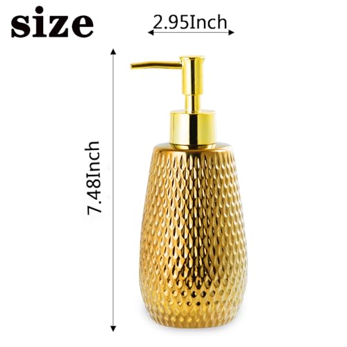 Gold Raindrop Ceramic Soap Dispenser - 12 oz Bathroom & Kitchen