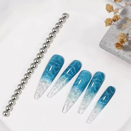 20Pcs Magnetic Nail Art Beads Silver Round Cat Eye Gel Polish Wand Tool