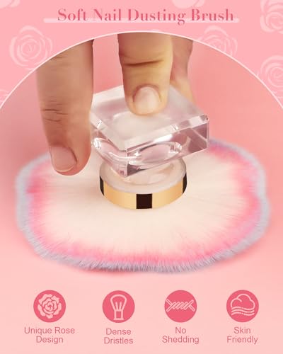 Rolybag Soft Rose Nail Art Dust Brush for Manicure Powder Remover