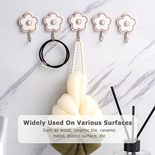 Green Cute Floret Utility Hooks - Heavy Duty, Waterproof, 5 Pack