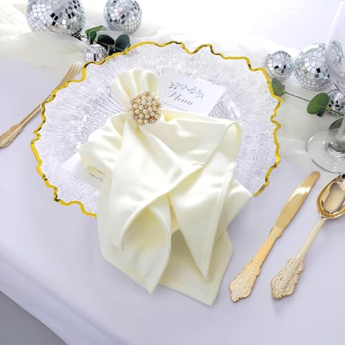 Clear Reef Charger Plates Set of 50 - 13 Inch Gold Rim Acrylic Dining Decor - Variation of THIS listing