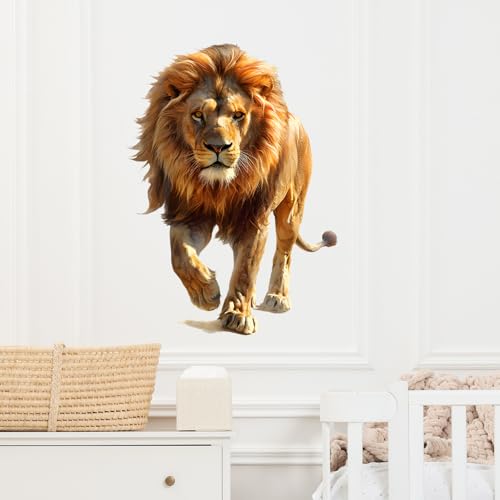 RoyoLam Walking Lion Wall Decal - Removable Jungle Animal Nursery Decor
