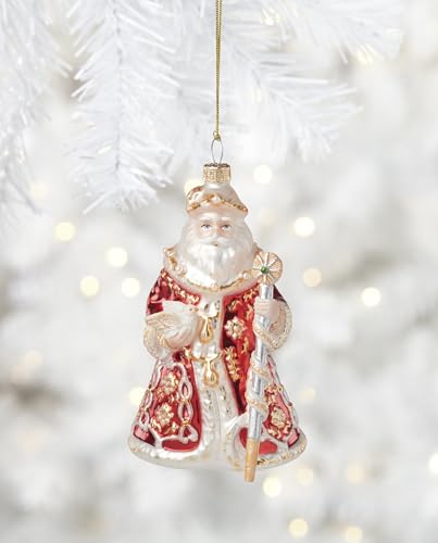 Blown Glass Santa Ornament - Holiday Christmas Decorations, Lenox