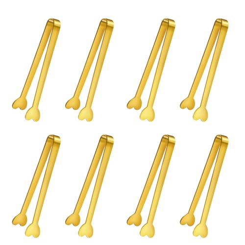 Gold Mini Serving Tongs Set - 8 PCS Stainless Steel Kitchen Utensils
