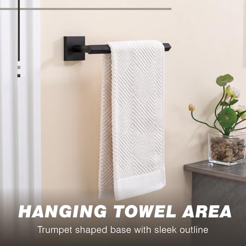 TVDEX Matte Black Wall Mount Hand & Bath Towel Bar - Space-Saving Bathroom Organizer