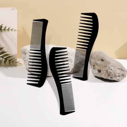 Zoolinn 3-Pack Double-Sided Hair Combs - Wide & Fine Teeth Styling Set
