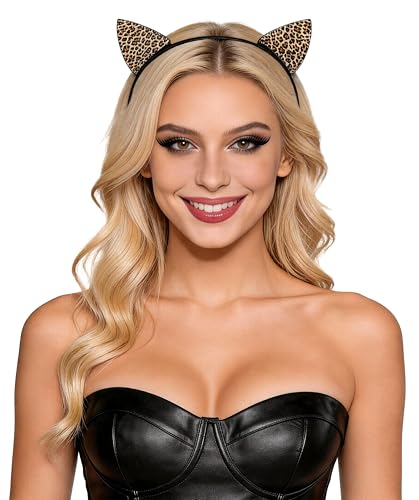 Leopard Cat Ears Headband Handcrafted Cute Hair Accessory for Costumes