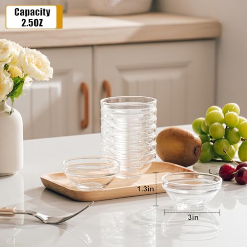 10 Pack Mini Glass Bowls - 3 Inch Prep & Dipping Bowls