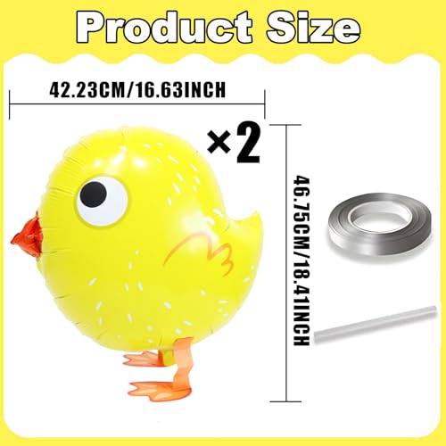 Enimapod 2pcs Yellow Walking Chicken Balloons, 16x18in