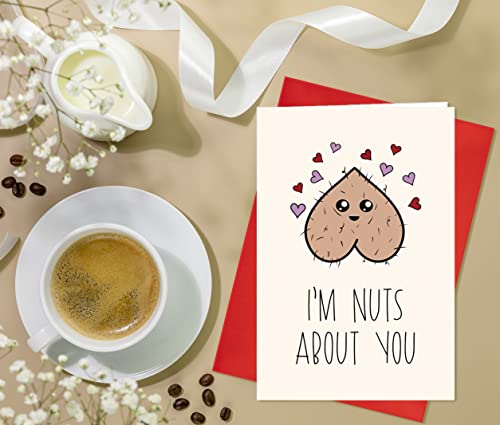 Funny Valentine's Day Card - I'm Nuts About You - 5.3" x 8"