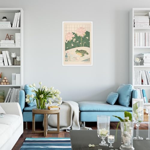 Minimalist Frog in Bathtub Canvas Poster - Retro Wall Art 8x12in