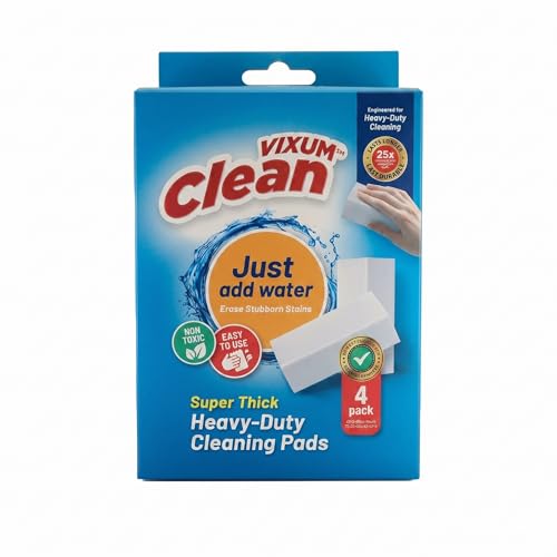 VIXUM Heavy-Duty Cleaning Pads 4 Pack - Eco-Friendly Multi-Surface Scrubbing