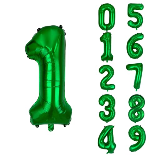 40 Inch Number 1 Foil Balloon - Green Helium Birthday Decoration