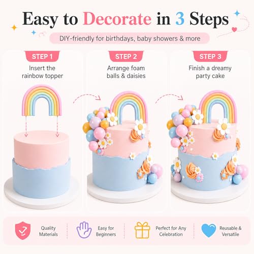 26pc Boho Rainbow Cake Topper Set for Groovy Hippie Themed Parties