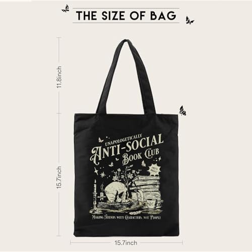 Kimoli Book Lovers Canvas Tote Bag - Cute Book Club Gift for Readers Women