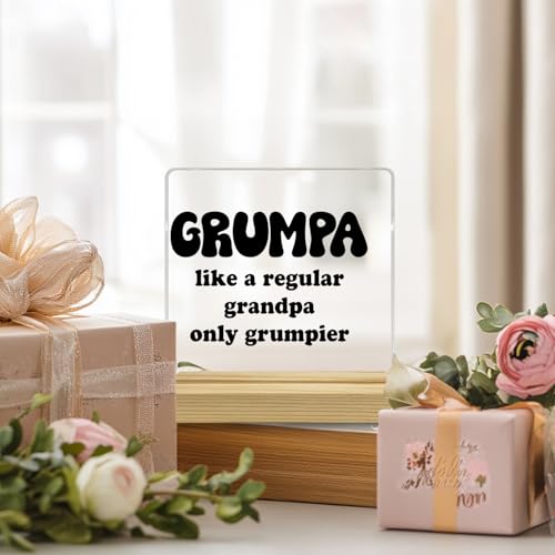 Funny Grandpa Acrylic Desk Sign - Grumpier Than Regular Grandpa Gift