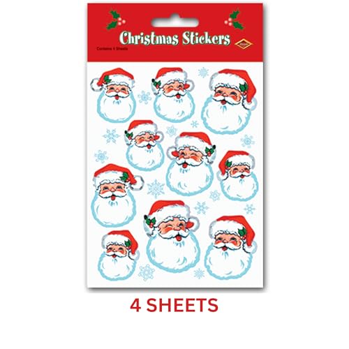 Beistle Santa Face Stickers - 40 Count for Holiday Crafts