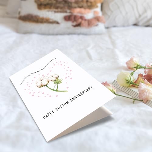 Happy 2-Year Anniversary Card for Him/Her - Cute Cotton Design