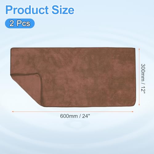 HARFINGTON Microfiber Cleaning Cloths, 24" x 12" Brown Absorbent Rags (2 Pack)