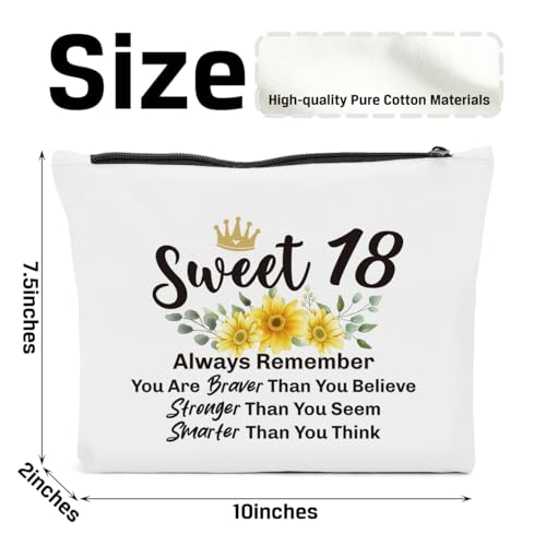 18th Birthday Makeup Bag for Girls - Funny Cotton Cosmetic Pouch