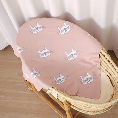 Hadetoto Baby Blanket for Boys & Girls - Cat Pink 40x30 Inch Soft Cotton Swaddle