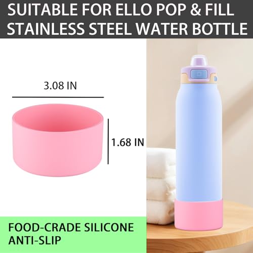 2 PCS Silicone Bottom for Ello Pop 32 OZ Water Bottle, Water Boot for Ello Pop,Avoid Scratches and Noise (Rose Red, 22oz)