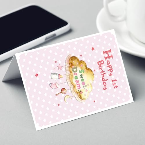Happy 1st Birthday Card for Girl - Special Gift from Parents