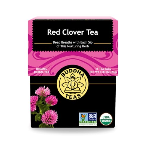 Buddha Teas Organic Red Clover Flower Tea - 18 Count, Herbal, Caffeine-Free