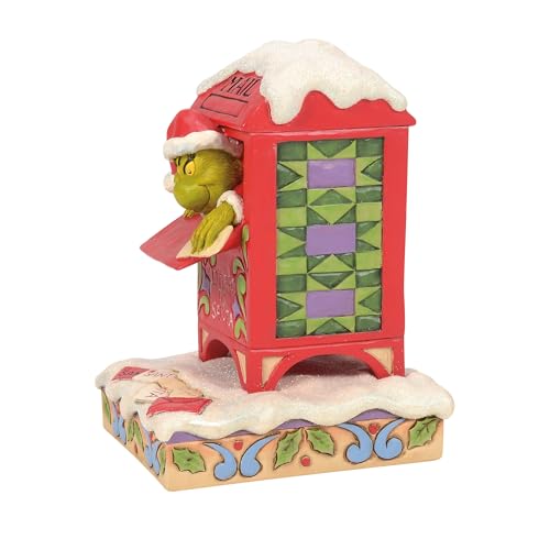 Dr. Seuss Grinch Figurine Peeking Out of Mailbox - Jim Shore 6 Inch Holiday Decor