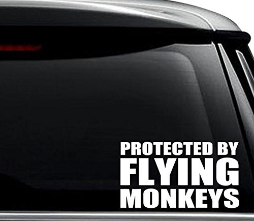 Protected by Flying Monkeys 6-Inch Vinyl Decal Sticker - Matte White