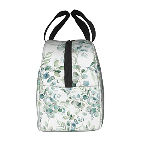 Sage Green Insulated Lunch Bag - Eucalyptus Floral Design
