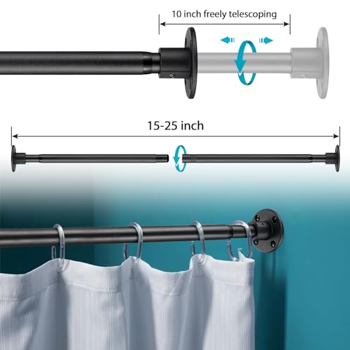 Adjustable Heavy Duty Shower Curtain Rod - Rust Proof Stainless Steel - 15-25 Inch