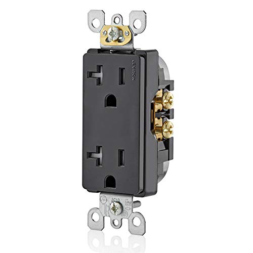 Leviton 20 Amp Tamper-Resistant Duplex Wall Outlet, Black