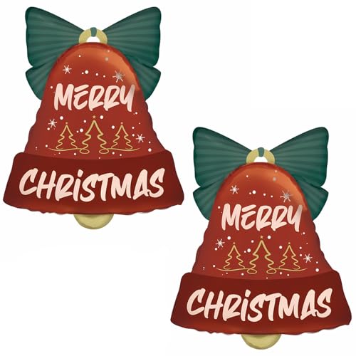 Jumbo Christmas Bell Foil Balloons - 2 Pack for Holiday Decor