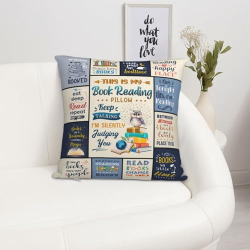 Book Lovers Pillow Cover 18x18 Inches - Perfect Gift for Readers
