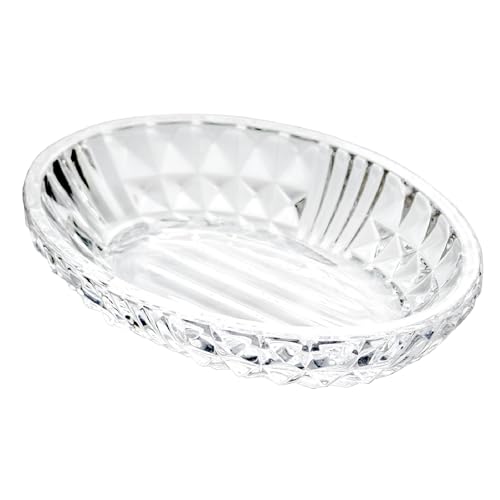 Iyulania Clear Glass Soap Dish, Oval Decorative Bar Soap Holder