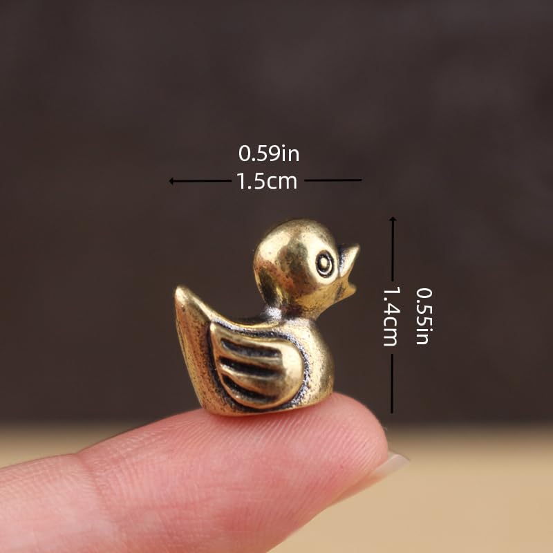 2pc Brass Duck Figurines Set - Golden Desk Decor Statues