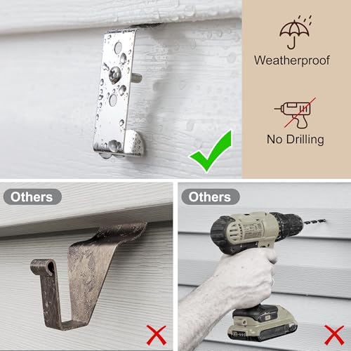 8 Pack Heavy Duty Vinyl Siding Hooks - Easy Install Outdoor Hangers