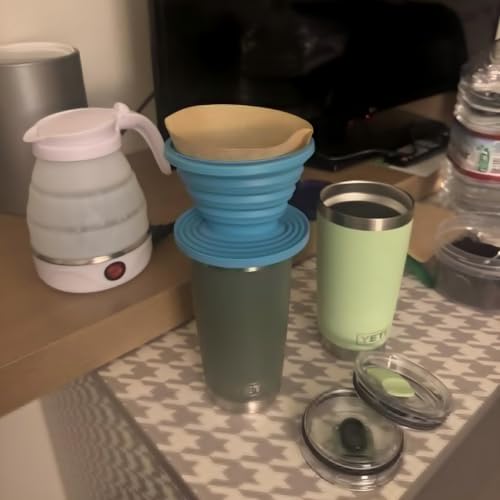 Collapsible Silicone Coffee Dripper with 5 Filters - Portable & Easy to Clean