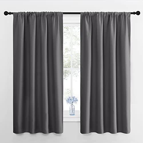 NICETOWN Grey Blackout Curtains Panels, 42" x 63" - Thermal Insulated Drapes (Pack of 2)