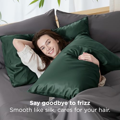 Cooling Bamboo Pillow Cases Set of 2 - Forest Green, 20x26 Inches