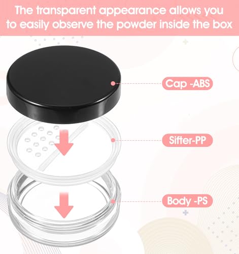 Thrymme 2 Pcs Loose Powder Container 10ml Refillable Travel Makeup Compact